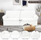 U-NICE HOME Stretch Couch Cover Sofa Cover Washable Sofa Slipcover Furniture Protector for 3 Cushion Couch Sofa Pet Friendly(Sofa, Ivory White)