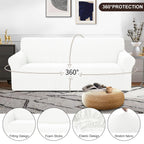 U-NICE HOME Stretch Couch Cover Slipcover for 3 Cushion Sofa, Ivory White
