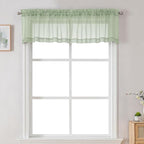 Chyhomenyc Sheer Valances for Windows 2 Pack, Small Window Curtains for Living Room Bathroom Cafe Laundry Basement, Modern Top Dual Rod Pocket Voile Curtain, 42W x 18L inches, Light Green