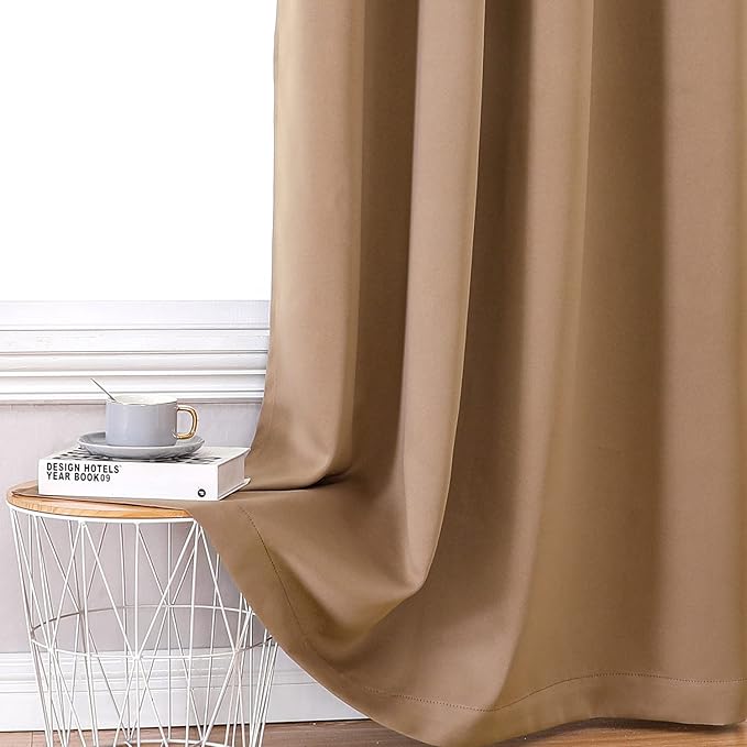 ChrisDowa 100% Blackout Curtains for Bedroom 63 Inches Long 2 Panels Set