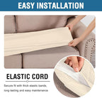 H.VERSAILTEX Super Stretch Individual Seat Cushion Covers Sofa Covers Couch Covers Slipcover Sets Thick Jacquard Textured Twill Fabric (3 Piece XL Sofa Cushion Covers, Cream)