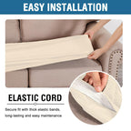 H.VERSAILTEX Super Stretch Individual Seat Cushion Covers Sofa Covers Couch Slipcover Sets Thick Jacquard Textured Twill Fabric (3 Piece Sofa Cushion Covers, Cream)