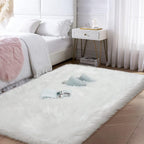 Fluffy Area Rug, White Faux Fur Rug for Bedroom 3'x5' Soft Shag Fuzzy Rugs for Living Room, Furry Bedside Nursery Rug Plush Indoor Floor Carpet for Kids Room Teen Dorm