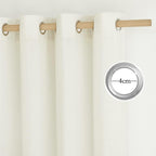 NICETOWN Flax Linen Blend Curtains for Bedroom, Vintage Grommet Top Semi Sheer Curtain Drapes Privacy Assured Window Treatment Light Reducing for Living Room, Off White, W55 x L63, Set of 2