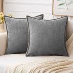 MIULEE Decorative Euro Sham Pillow Covers 24x24 Inch Dark Gray 2 Pack