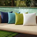 MIULEE Pack of 4 Decorative Outdoor Throw Pillow Covers Linen Waterproof Pillow Covers Summer Farmhouse Cushion Cases for Patio Garden Tent Balcony Couch Sofa 18x18 Inch Blue Green