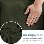 H.VERSAILTEX High Stretch Sofa Slipcover 4 Piece Cover Velvet Furniture Protector Form Fit Thick Velvet Extra Large Sofa Cover for 3 Cushion Couch Width Up to 97 Inch (Large Sofa, Olive)