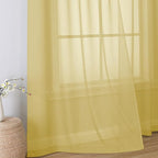 Simplebrand Yellow Sheer Curtains 96 Inches Long, Light Filtering Rod Pocket Solid Color Window Sheer Curtain Panels, Elegant Curtains & Drapes for Living Room, Bedroom 2 Panels, 42" W x 96" L