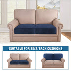 H.VERSAILTEX Velvet Stretch Couch Cushion Cover Plush Cushion Slipcover for Chair Loveseat Sofa Cushion Furniture Protector Seat Cushion Sofa Cover (2 Piece Medium Sofa Cushion Covers, Navy)