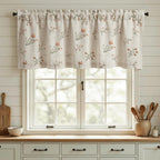 XOGUIBO Kitchen Valances for Windows, Floral Embroidered 52x18 Inch 1 Panel