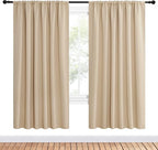 NICETOWN Room Darkening Curtains for Bedroom - Triple Weave Home Decoration Thermal Insulated Solid Drapes for Kitchen (Biscotti Beige, Set of 2 Panels, 62 x 72 Inch)