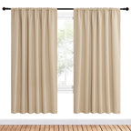 NICETOWN Room Darkening Curtains for Bedroom - Triple Weave Home Decoration Thermal Insulated Solid Drapes for Kitchen (Biscotti Beige, Set of 2 Panels, 62 x 72 Inch)