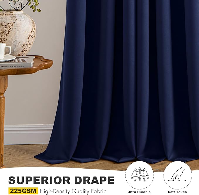 MIULEE Blackout Curtains for Bedroom 2 Panels 40 x 50 Inch Long Navy Blue