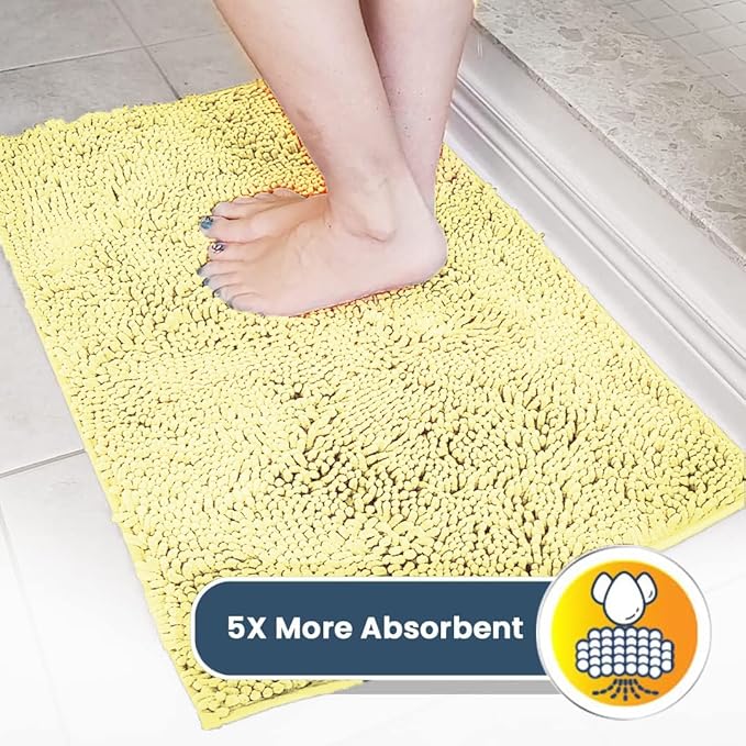 Muddy Mat® | Super Absorbent Door Mat Indoor, Microfiber Quick Dry Chenille Entryway Rug, Non-Slip Front Door Mat, Indoor Mats for Entryway, Machine Washable Pet Rug, Yellow 24"x60"