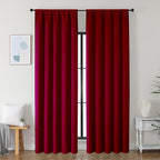 Simplebrand Ava Red Blackout Curtains for Bedroom 90 Inches Long 2 Panels Set, Solid Privacy Energy Saving Living Room Window Treatment Curtains Blackout Drapes, W50 x L90 Inch, Red