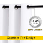 NICETOWN White Living Room Curtains 90 inches Long, Grommet Home Fashion Energy Saving Room Darkening Sound Dampening Window Treatments for Bedroom, 2 Panels, W52 x L90