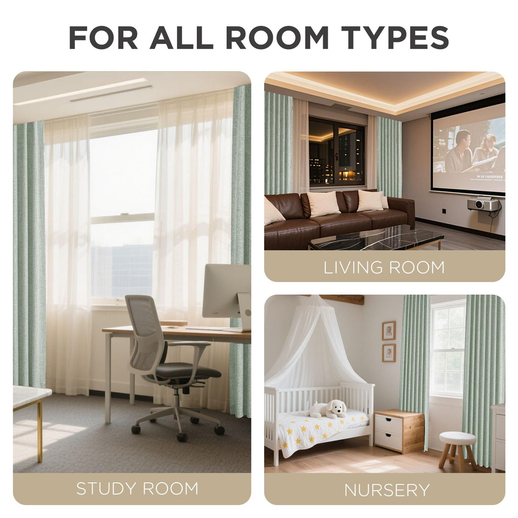 Joydeco Blackout Curtains for Bedroom - 100% Light Blocking 2 Panels Sage Green Drapes 37" W x 96" L, Thermal Insulated Room Darkening Curtains, Linen Textured for Living Room, Rod Pocket & Back Tabs