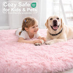 Amdrebio Light Pink Small Cute Round Rug 3Ft for Girls Bedroom, Fluffy Circle Area Rugs for Kids Room Decor Aesthetic, Shag Fuzzy Carpet for Nursery, Preppy Dorm, Classroom, Playroom, Teen, Baby