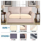 H.VERSAILTEX Super Stretch Individual Seat Cushion Covers Sofa Covers Couch Covers Slipcover Sets Thick Jacquard Textured Twill Fabric (2 Piece Large Sofa Cushion Covers, Cream)