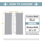 ChrisDowa 100% Blackout Curtains for Bedroom 63 Inches Long 2 Panels Set