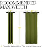 NICETOWN Christmas Bedroom Curtain Panels Blackout Draperies, Thermal Insulated Solid Grommet Blackout Drapes for Window Decoration (1 Pair, 29 by 45 inches, Olive Green)