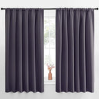 NICETOWN Blackout Curtains for Bedroom, Blackout Curtain Panels, Greyish Purple, 1 Pair, 62 by 63-inch, Window Treatment Energy Saving Thermal Insulated Solid Rod Pocket Blackout Drapes/Draperies
