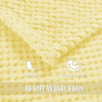 Exclusivo Mezcla Fleece Throw Blanket Extra Large, Super Soft and Warm Blankets for Couch, Sofa and Bed Waffle Textured, Cozy, Fuzzy and Lightweight (Light Yellow, 50x70 Inches)