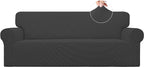 Easy-Going Stretch Sofa Slipcover 1-Piece Sofa Cover Furniture Protector Couch Soft with Elastic Bottom for Kids, Polyester Spandex Jacquard Fabric Small Checks (Sofa, Dark Gray)