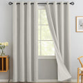 Yakamok Cream Linen Textured Curtains 90 Inches Long for Living Room