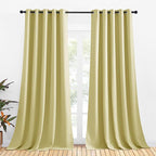 NICETOWN Blackout Curtain Panels for Bedroom, 2 Panels, W70 x L95-inch, Paler Yellow, Thermal Insulated Grommet Top Blackout Draperies and Drapes for Basement