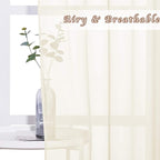 NICETOWN Sheer Curtain Panels 96 inch Cream Beige - Window Treatments Voile Panels with Eyelet Top for Living Room (One Pair, W54 x L96)