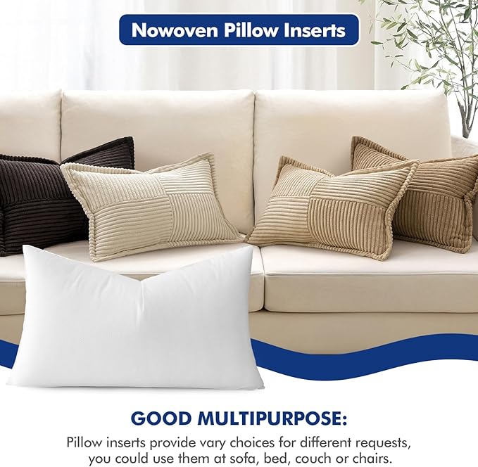 MIULEE Pillow Insert 20x26 Inch, Decorative Rectangle Throw Pillow Inserts, Premium Fluffy Pillow Forms Sham Stuffer for Sofa Couch Living Room