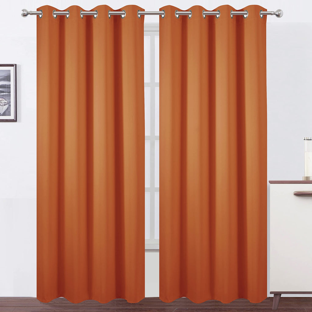 LEMOMO Blackout Curtains 52 x 95 inch/Orange Curtains Set of 2 Panels/Thermal Insulated Room Darkening Bedroom Curtains