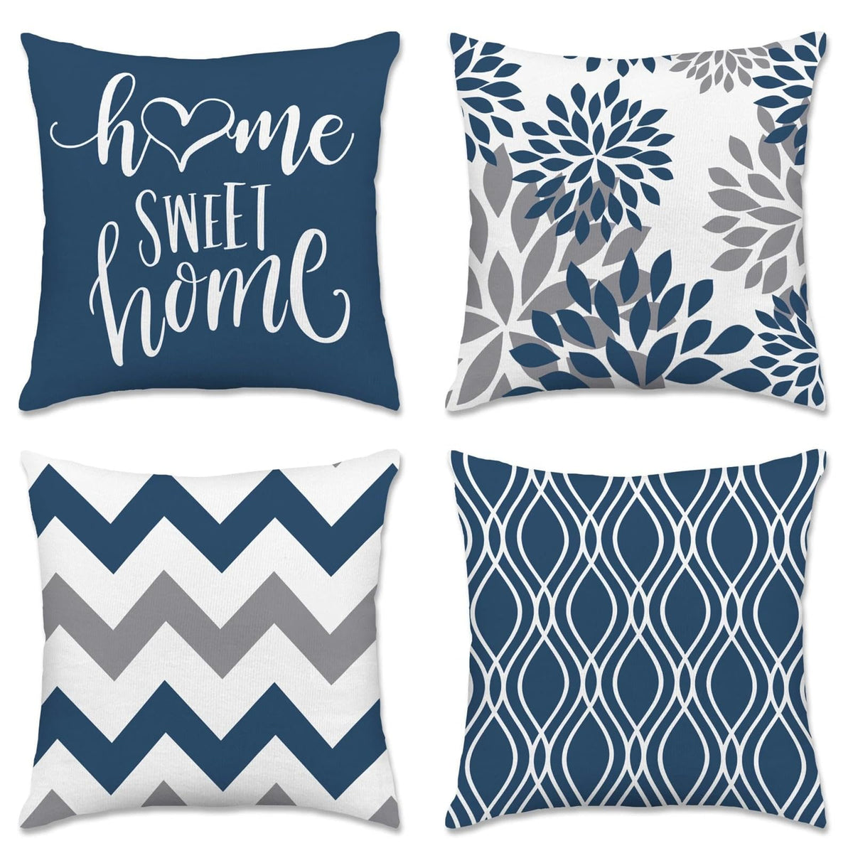 Hexagram Throw Pillow Covers 18x18, Outdoor Blue Pillow Covers Set of 2