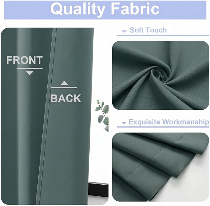 Simplebrand Ava Dark Green Blackout Curtains for Bedroom 96 Inches Long 2 Panels, Solid Thermal Insulated, Energy Saving Nursery Window Treatment Curtains Blackout Drapes, W40 x L96 Inch, Dark Green