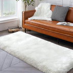 Tangsoo 2x6 White Fluffy Faux Fur Runner Rug,Soft Sofa Couch Cover Cushion