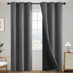 SimpleHome 100% Blackout Curtains for Bedroom,Thermal Insulated Grey Grommet Window Drapes Room Darkening Curtains for Living Room with Black Back,38 x 84 Inch,2 Panels