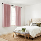 PONY DANCE Kitchen Curtains Short - Thermal Insulated Window Covering Curtain Panels with Rod Pocket/Back Tab Light Block for Bathroom, Wide 42 by Long 45 Inches, Blush Pink, 2 Pieces