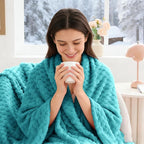 BEDELITE Fleece Throw Blanket for Couch & Bed - 3D Jacquard Decorative Teal Blanket, Super Soft and Cozy Warm Fuzzy Blanket All Seasons Suitable, 50x60Inches