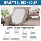 4 Piece Stretch Sofa Covers for 3 Cushion Couch Covers Furniture Slipcovers (1 Base Cover Plus 3 Seat Cushion Covers) Thicker Jacquard Fabric Cover (XL Sofa, Khaki Sand)
