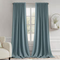 MIULEE Greyish Blue Back Tab Blackout Curtains 52x102 Inch Long 2 Panel Set