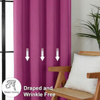 Simplebrand Ava Hot Pink Blackout Curtains for Bedroom 72 Inch Length 2 Panels Set, Privacy Thermal Insulated Rod Pocket Door Window Curtains for Patio French Door Front Door, W40 x L72 Inch