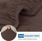 hyha Waterproof Couch Cushion Covers, Sectional Sofa Cushion Slipcovers L Shape, Thick Stretch Jacquard Fabric, Washable Chaise Lounge Cover with Elastic Bottom (1 Piece for Chaise, Brown)