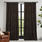 RYB HOME Brown Velvet Curtains 84 inches with Hook Belt, Soft Fabric Room Darkening Thermal Insulated Luxurious Home Decor Curtains for Living Room Bedroom, W 42" x L 84", 2 Panels Set