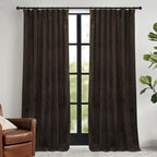 RYB HOME Brown Velvet Curtains 72 inches with Hook Belt, Soft Fabric Room Darkening Thermal Insulated Luxurious Home Decor Curtains for Living Room Bedroom, W 52" x L 72", 2 Panels Set