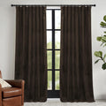 RYB HOME Brown Velvet Curtains 72 inches with Hook Belt, Back Tab