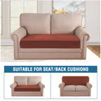 H.VERSAILTEX Velvet Stretch Individual Couch Cushion Cover Plush Slipcover for Loveseat Sofa Furniture Protector Seat Cover (1 Piece Loveseat Cushion Cover, Rust)