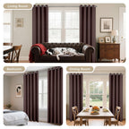 Joydeco Blackout Curtains 90 Inches Long 1 Panel, Thermal Insulated Long Curtains& Drapes 1 Piece, Room Darkening Grommet Drapes for Living Room Bedroom Window (W70 x L90 Inch, Chocolate)