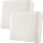 H.VERSAILTEX Super Stretch Individual Seat Cushion Covers - Sofa Couch Cushion Slipcover Sets - Thick Jacquard Textured Twill Fabric - Large (2 Piece, Porcelain White)