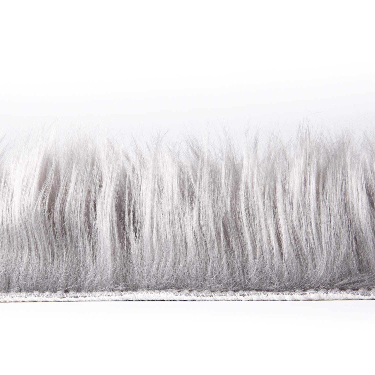 Ashler faux fur rug, Fluffy Shaggy Area Rug Ultra Soft 2 x 6 Feet Sheepskin Fur Rug, Grey Fuzzy Rug Machine Washable Shag Rug, Nursery Decor Throw Rugs for Bedroom, kids room, Living Room